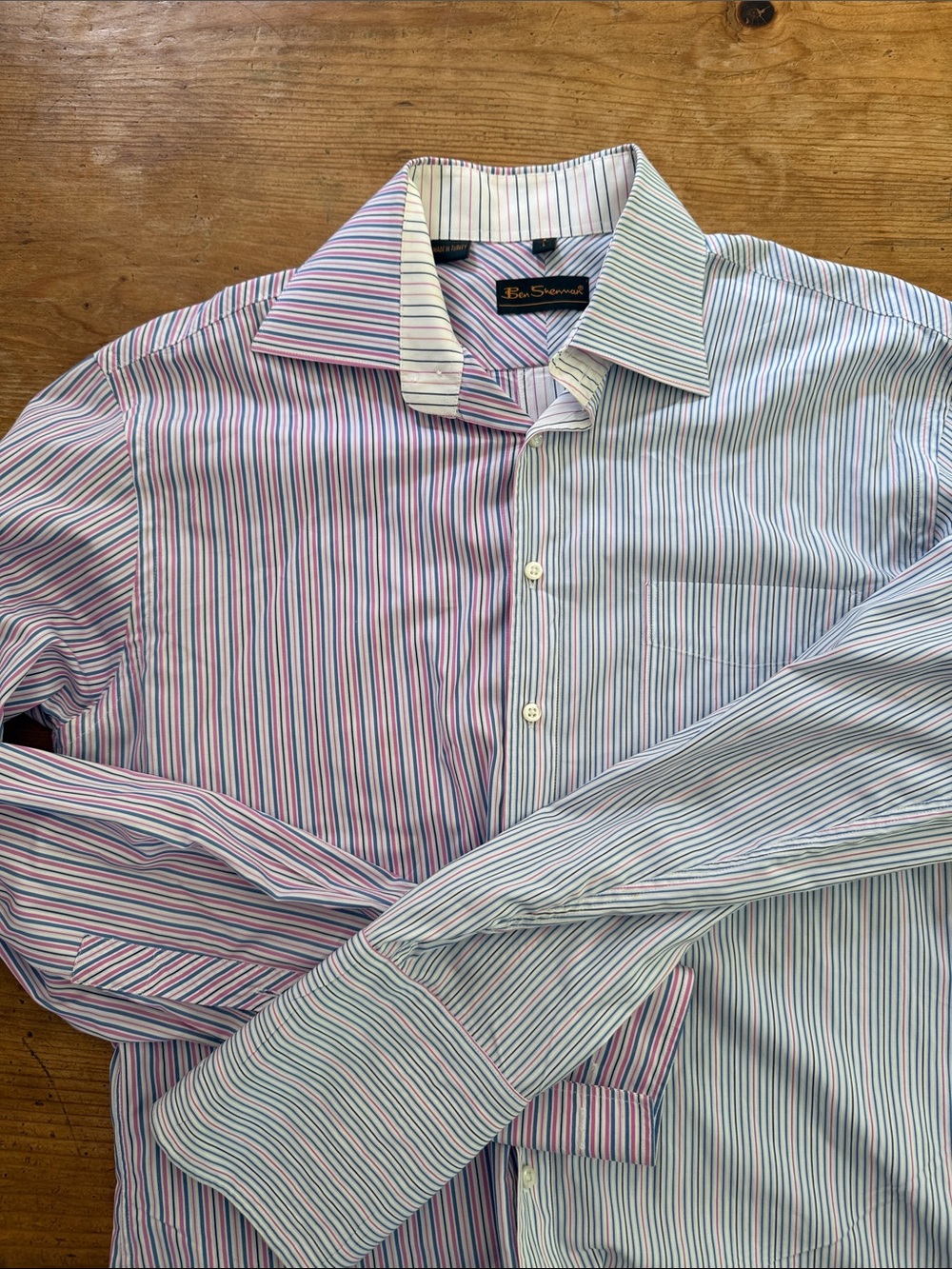Ben Sherman Striped Dress Shirt - Blue & Pink Stripes